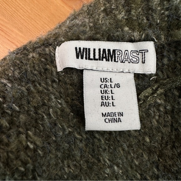 Olive Heather Cropped Reversible Sweater | Balloon Sleeves Wool Blend | Size L - Picture 5 of 8